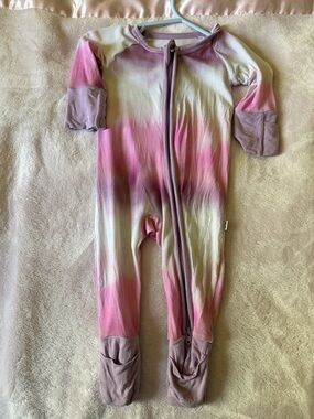 Little Sleepies Pink and Lavender Tie-Dye Zipper Footie